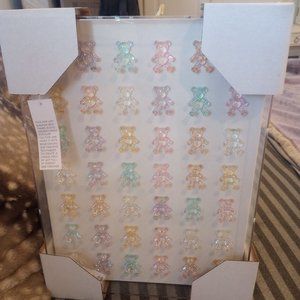 Shadow box with pastel bears